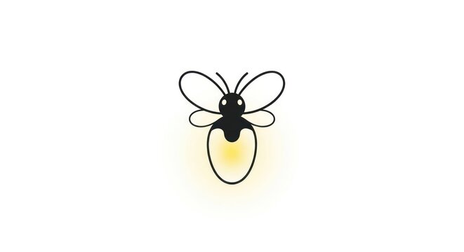 Glowing firefly icon, illuminated insect on white background