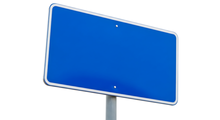 Blank Blue Road Sign Template with Transparent Background