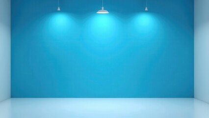 abstract blue wall studio room background for displaying products clean minimal interior scene with empty space for presentation banner concept of advertising marketing design business