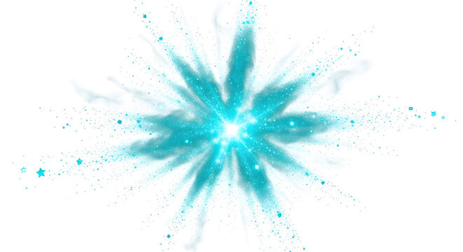 Teal Explosion Burst Energy light glow design with sparkling particles and magical aura effect