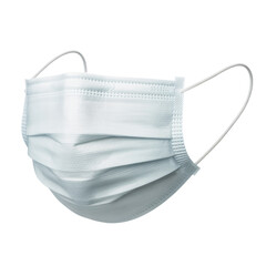 Surgical Face Mask in Simple Design with Soft Blue Color on White Background for Health and Safety