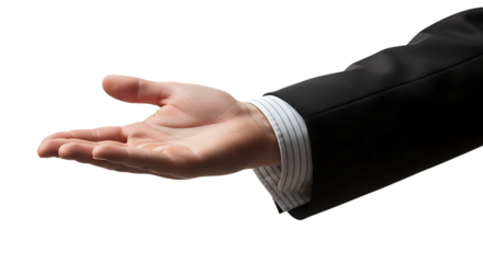 Businessman's Open Hand Gesture with Transparent Background