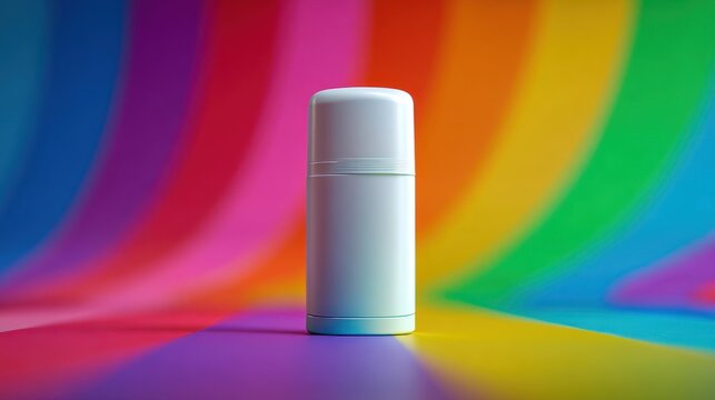 Cosmetic container rainbow background