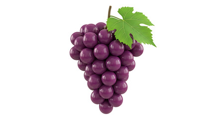 Fototapeta premium Realistic Bunch of Purple Grapes with Green Leaf