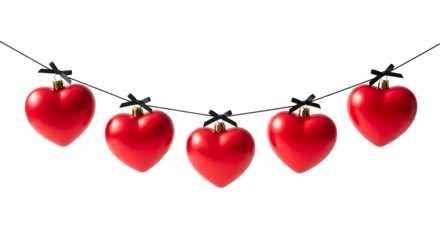 Red Heart Ornaments Garland for Valentine's Day
