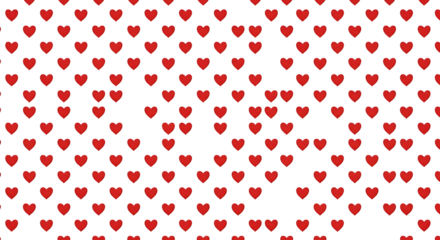 Seamless Red Heart Pattern on Transparent Background