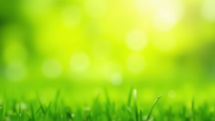sunny green foliage bokeh background with fresh green grass soft blurred summer nature scene natural outdoor backdrop concept of advertising design eco business