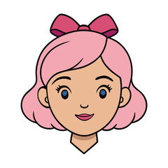 Obraz premium A graceful woman’s face adorned with a soft hair ribbon, her features delicate and serene, framed by flowing hair that adds charm and elegance to her gentle expression. 