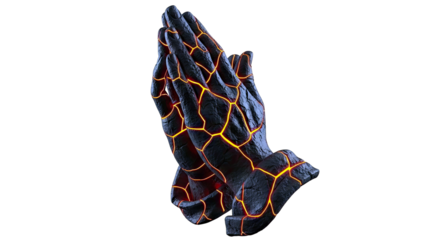 Praying Hands Sculpture with Lava Cracks
