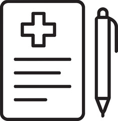 Obraz premium Medical document clipboard prescription line icon vector