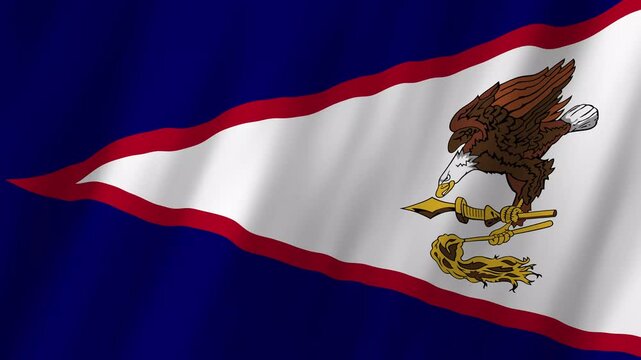 American Samoa Flag Waving on Wind, Realistic 3D Animation, 4K 60fps