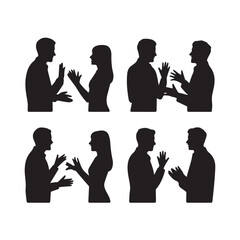 Business people , silhouettes, group of standing business men and businesswomen	
