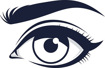Obraz premium Intricate vector illustration of a detailed human eye with elegantly curved eyebrow and defined eyelashes, symbolizing vision, beauty, and perception in a sleek, minimalist style