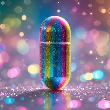 Vibrant mixed color capsule with a mesmerizing glit