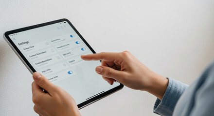 Person using tablet to access settings