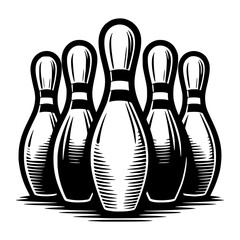 Striking Pins: A bold graphic of bowling pins, ready for action, epitomizes the thrill of the game and the precision required.
