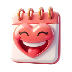 Pink Heart Smiling Face Calendar Illustration with Transparent