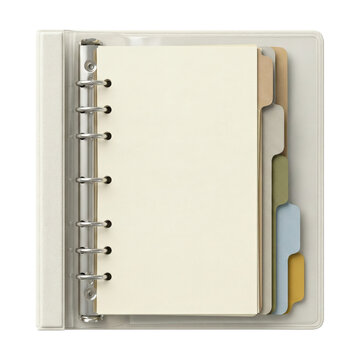 Open white ring binder planner with dividers