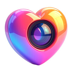 Abstract Heart Shape Camera Lens Isolated on Transparent Background