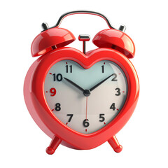 Heart Shaped Red Clock With Transparent Background Glossy Finish