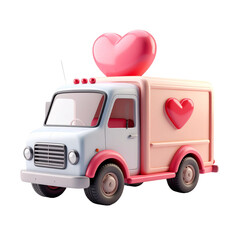 Pink And White Delivery Truck With A Pink Heart On Transparent