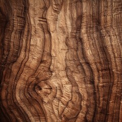 Naklejka premium Detailed view of brown wood grain with intricate lines and patterns, showcasing natural tones and organic beauty in a rustic atmosphere.