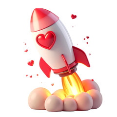 Launching Valentine Rocket White and Red Theme with Heart Details