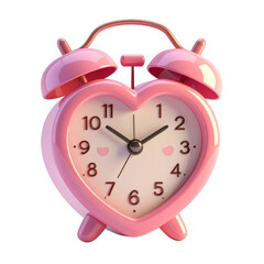 Pink Heart Shaped Alarm Clock with Light Shadow on Transparent