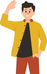 People Waving Cartoon Illustration. Isolated on White Background. Vector Character.