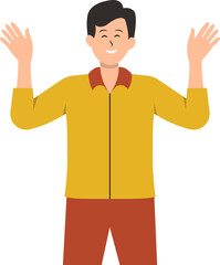 Fototapeta premium People Waving Cartoon Illustration. Isolated on White Background. Vector Character.