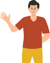 Fototapeta premium People Waving Cartoon Illustration. Isolated on White Background. Vector Character.