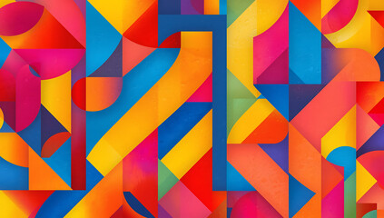 bright colorful geometric abstract pattern with bold repeating shapes and vibrant modern design, seamless background for creative graphic and digital art use