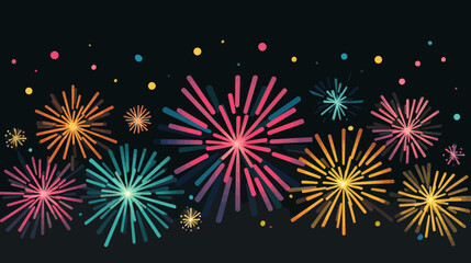 Fototapeta premium Colorful Fireworks Exploding in Night Sky Display