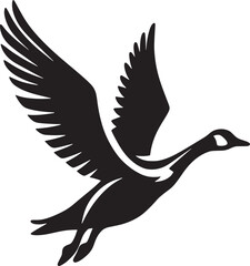 Elegant Flying Goose Silhouette Vector Icon for Nature and Freedom Designs
