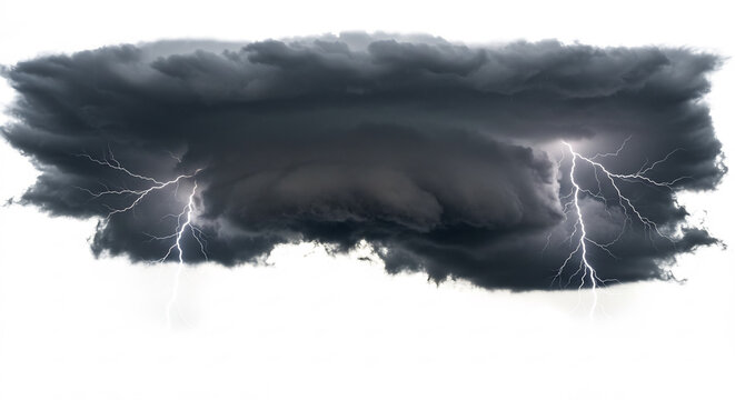 Puissant orage �clairs fulgurants d�chirent un nuage de temp�te sombre et mena�ant cr�ant un drame c�leste. AI Generated
