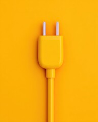 National Day of Unplugging Minimalist Yellow Electric Power Plug with Two Metal Prongs Digital Detox Concept Simple Offline Choice
