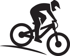 Silhouette of a mountain biker in action