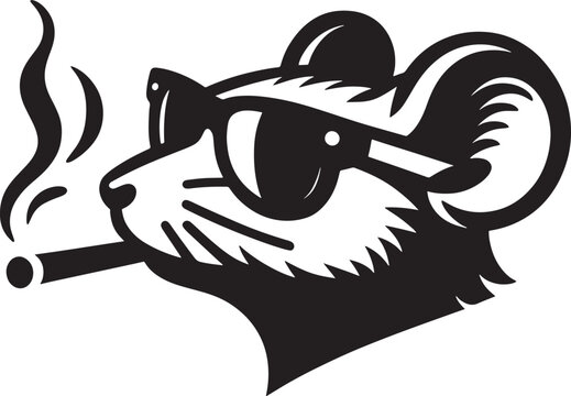 Cool Mouse with Sunglasses Smoking Cigar Vector Illustration