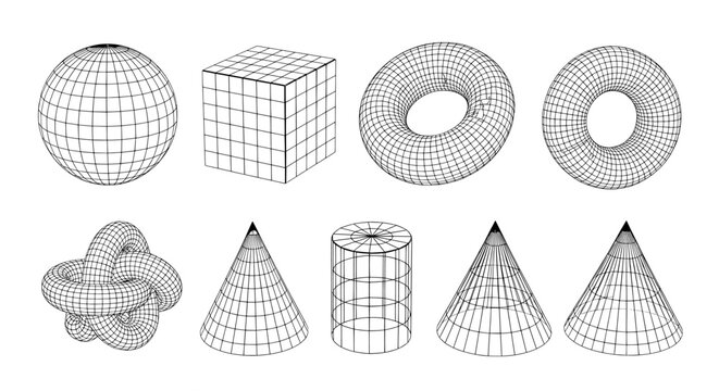 Wireframe geometric shapes