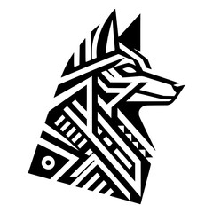 Geometric Wolf Design: A striking geometric design showcases the silhouette of a wolf, using sharp angles and bold lines to create a modern and artistic representation.