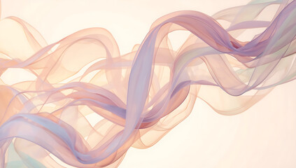 flowing translucent pastel ribbons in soft light, abstract fluid motion background symbolizing elegance, creativity, and airy modern digital design