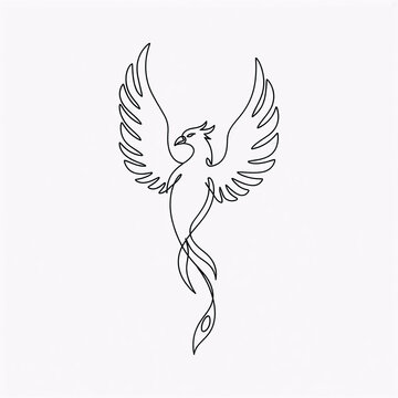 Symmetrical Dotwork Phoenix Tattoo Design with Geometric Halo and Stipple Shading