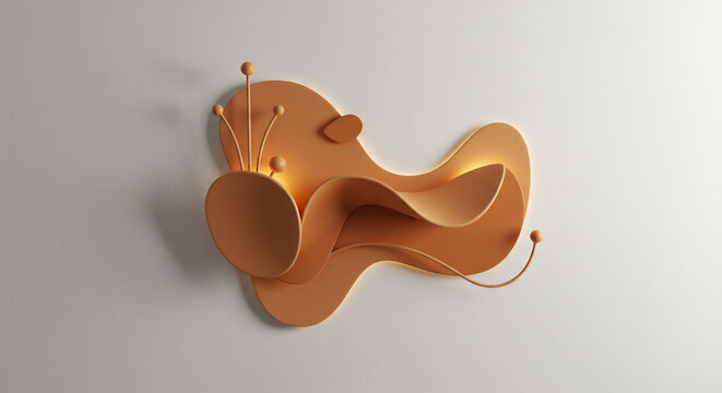 Sculpture murale organique abstraite aux courbes fluides design contemporain et esth�tique minimaliste �l�gante. AI Generated