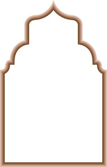 Minimalist Beige Stepped Arch Frame Border on White for Islamic Background. 79