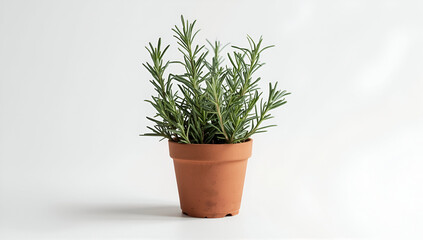 Fototapeta premium fresh green rosemary plant in a pot with aromatic leaves, culinary herb concept representing organic cooking, natural ingredients, home gardening, and healthy lifestyle
