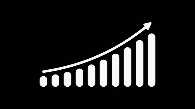 Business growth graph with minimal animated bars and arrow progress and growth concept motion graphics with alpha channel