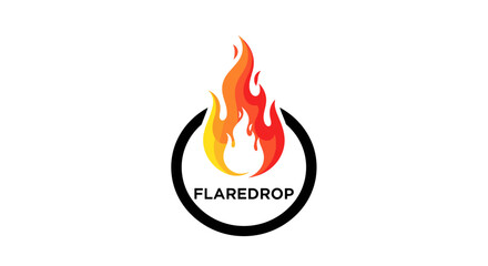 Flaredrop Logo with Flame Design Element.