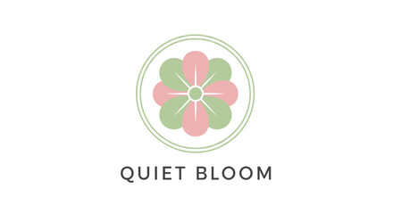 Quiet Bloom Floral Logo Design Element.