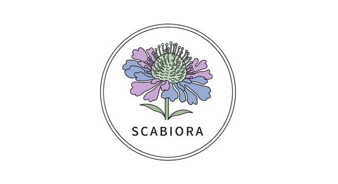 Scabiosa Flower Logo Design Element 1.
