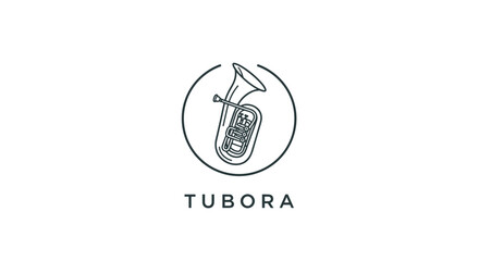 Tubora Logo Design with Tuba Illustration.